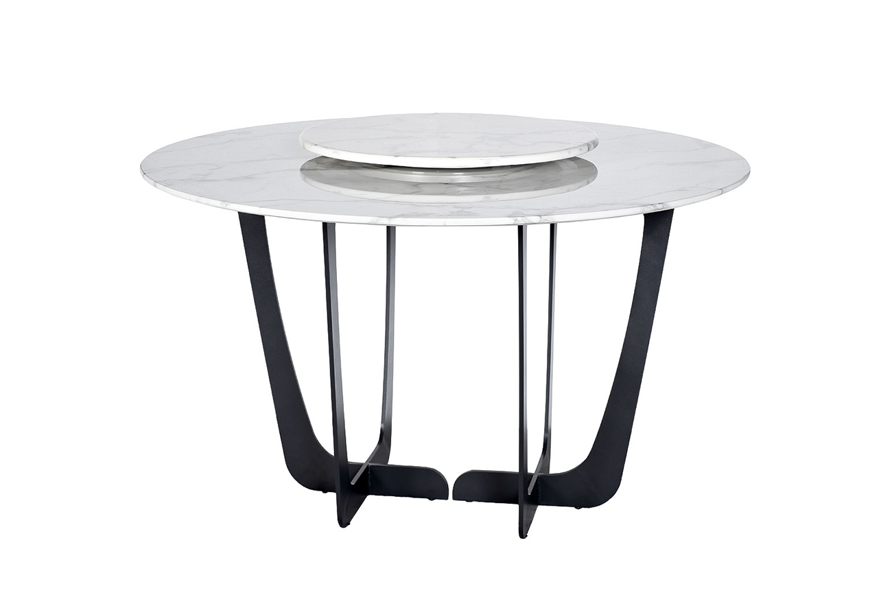 Стол обеденный круглый искусственный мрамор/черный металл 76AR-DT818