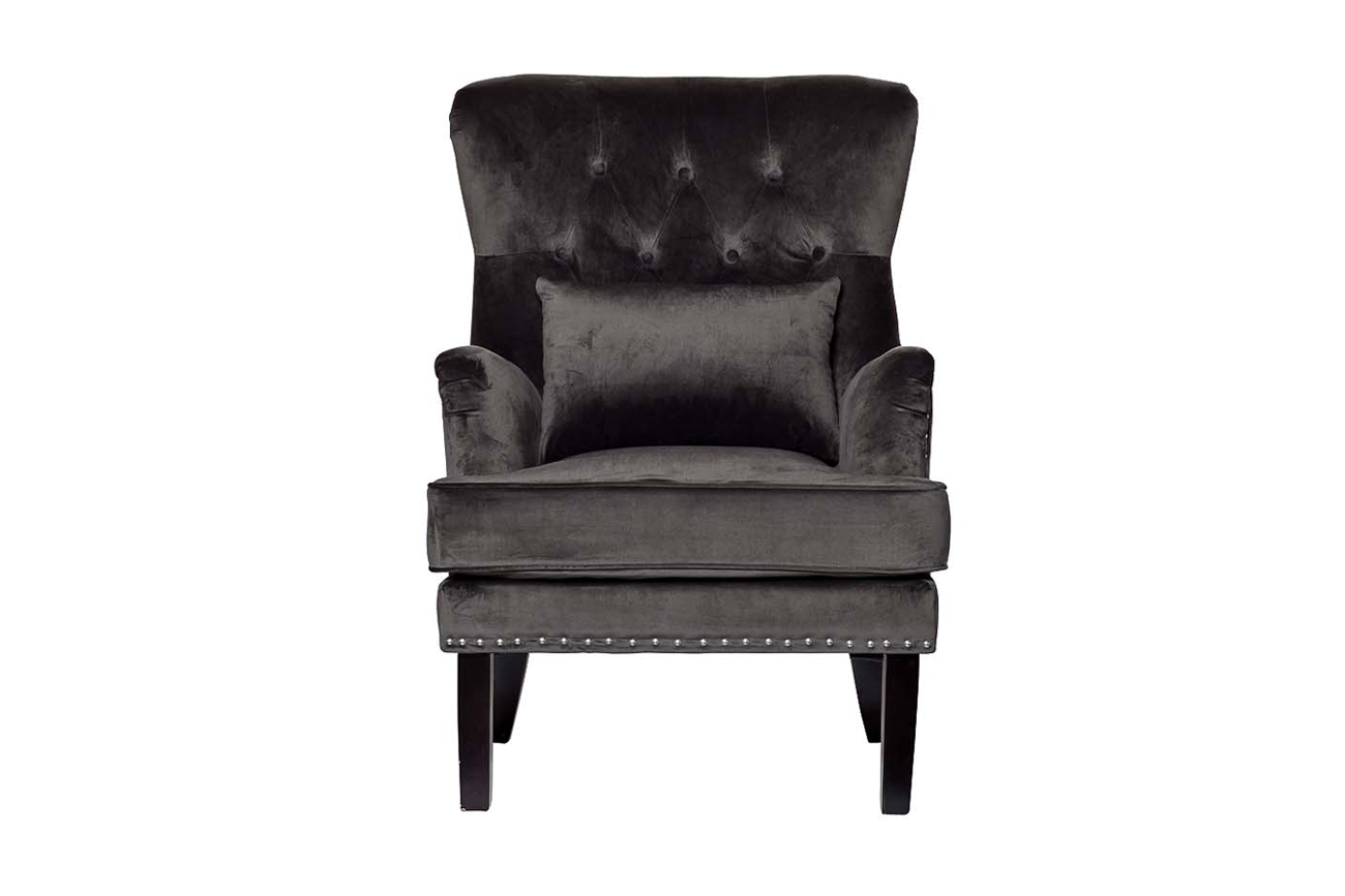 Кресло велюровое серое (с подушкой) 24YJ-7004-06437/1